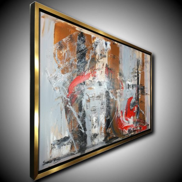 quadro per soggiorno astratto con cornice oro 120x70 - immagine 2