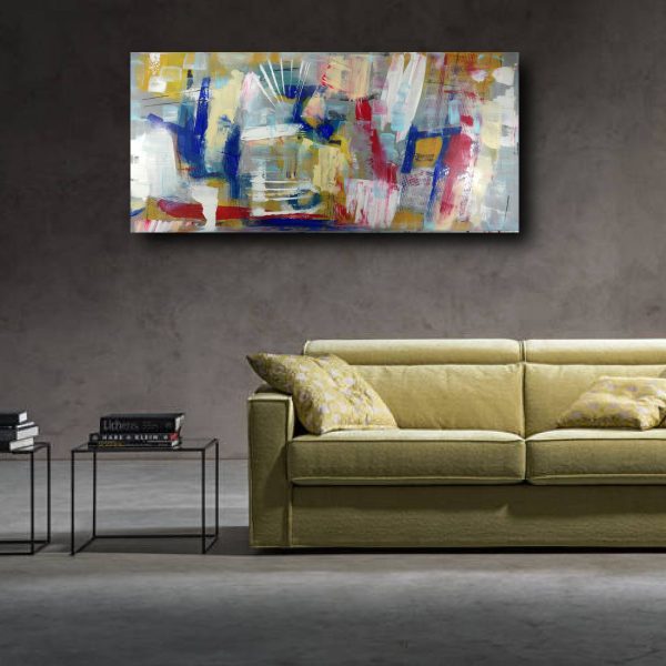 dipinto a mano astratto per soggiorno 120x60 - immagine 3