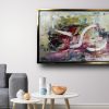dipinto 120x70 astratto per soggiorno con cornice oro - immagine 3