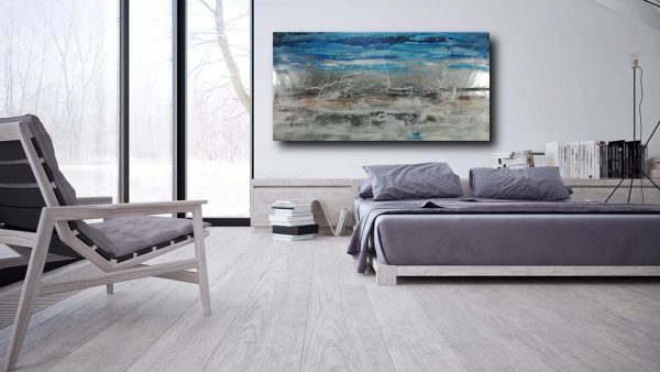 quadro per soggiorno grandi dimensioni 180x90 astratto argento - immagine 5