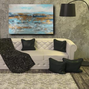quadro astratto grande dimensioni c500 300x300 - painting 120x70 abstract for living room with gold frame