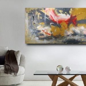 quadro grande dimensioni astratto c529 300x300 - dipinto a mano per soggiorno 120x60 con cornice tinta oro