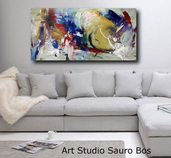 dipinto a mano grande per soggiorno dimensioni 180x90x4-1 - immagine 5
