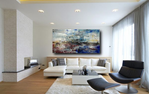 dipinto a mano grande per soggiorno dimensioni 180x90x4/6 - immagine 5