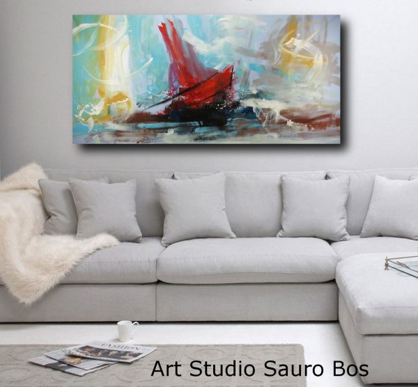 dipinto a mano grande per soggiorno dimensioni 180x90x4-4 - immagine 4