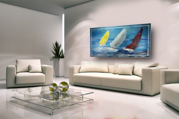 dipinto a mano grande misura per soggiorno dimensioni 180x90x4 - immagine 3