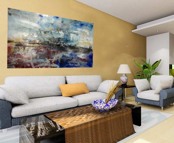 dipinto a mano grande per soggiorno dimensioni 180x90x4/6 - immagine 3