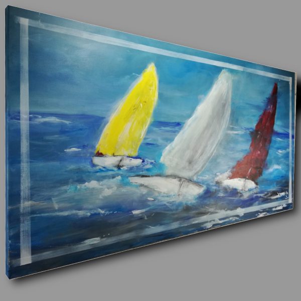 dipinto a mano grande misura per soggiorno dimensioni 180x90x4 - immagine 2