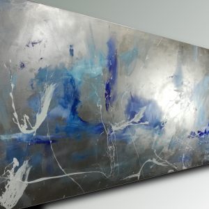 quadro argento astratto moderno c552 300x300 - quadro dipinto a mano su tela con cornice argento 120x70