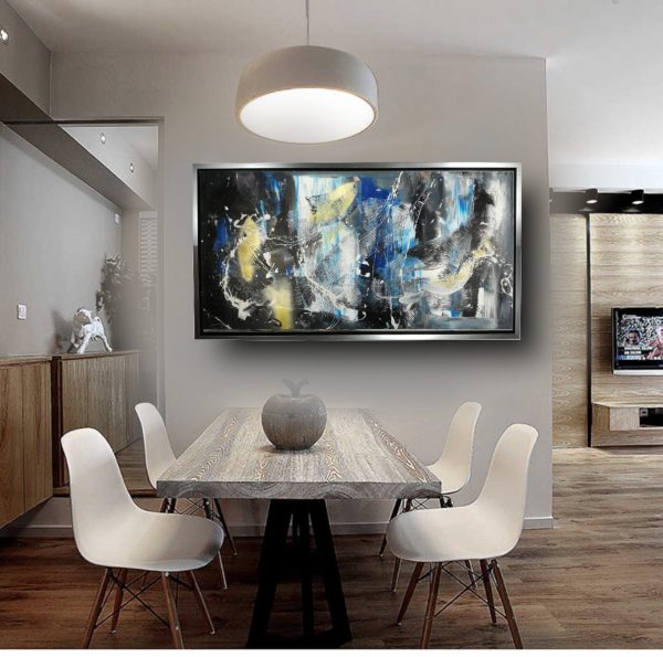 dipinto su tela per soggiorno 120x60 con cornice argento - immagine 3