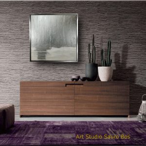 quadro-astratto-materico-con cornice argento
