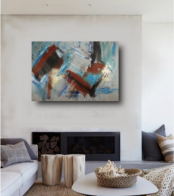 dipinto per salotto fatto a mano 120x80x4 cm - immagine 3