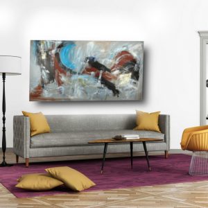 quadro grandi dimensioni c589 300x300 - dipinto astratto 120x60 per soggiorno con cornice oro