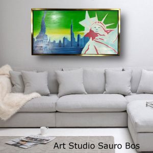 dipinto a mano astratto moderno c653 300x300 - quadro su tela con cornice  oro 120x70