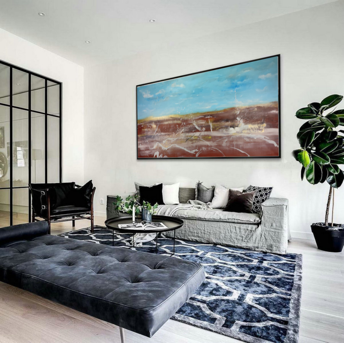 quadro interior astratto grandec664 - quadri moderni per arredare il soggiorno