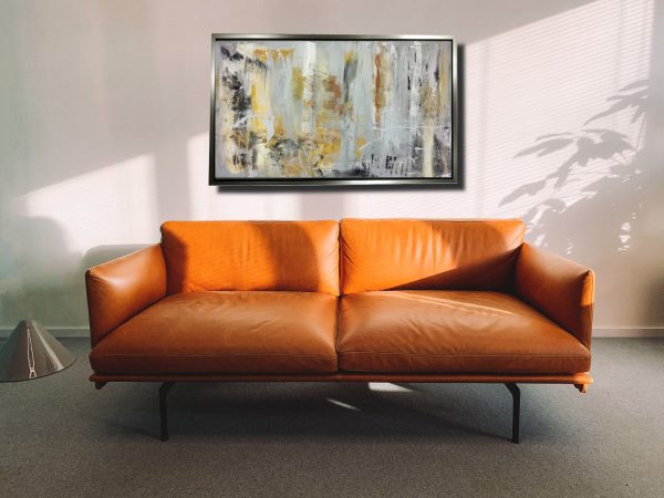 dipinto a mano per soggiorno 120x60 con cornice tinta argento - immagine 5