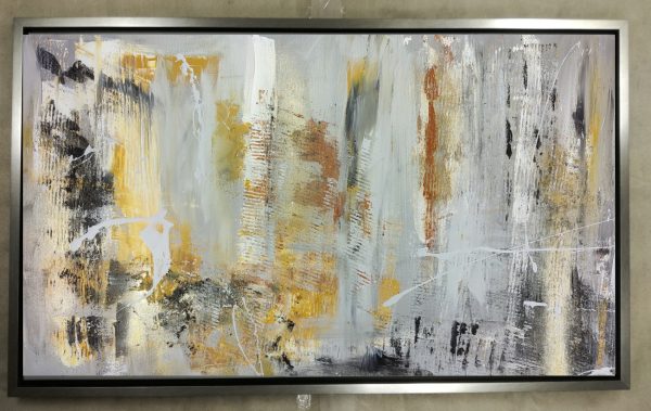 dipinto a mano per soggiorno 120x60 con cornice tinta argento - immagine 4