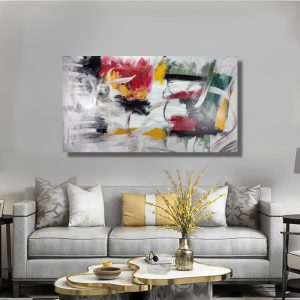 dipinto astratto su tela moderno c699 300x300 - dipinto a mano per soggiorno 120x60 con cornice argento
