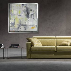 dipinto quadrato. c692 300x300 - hand-painted abstract painting on canvas with 120x70 gold frame (Copy)