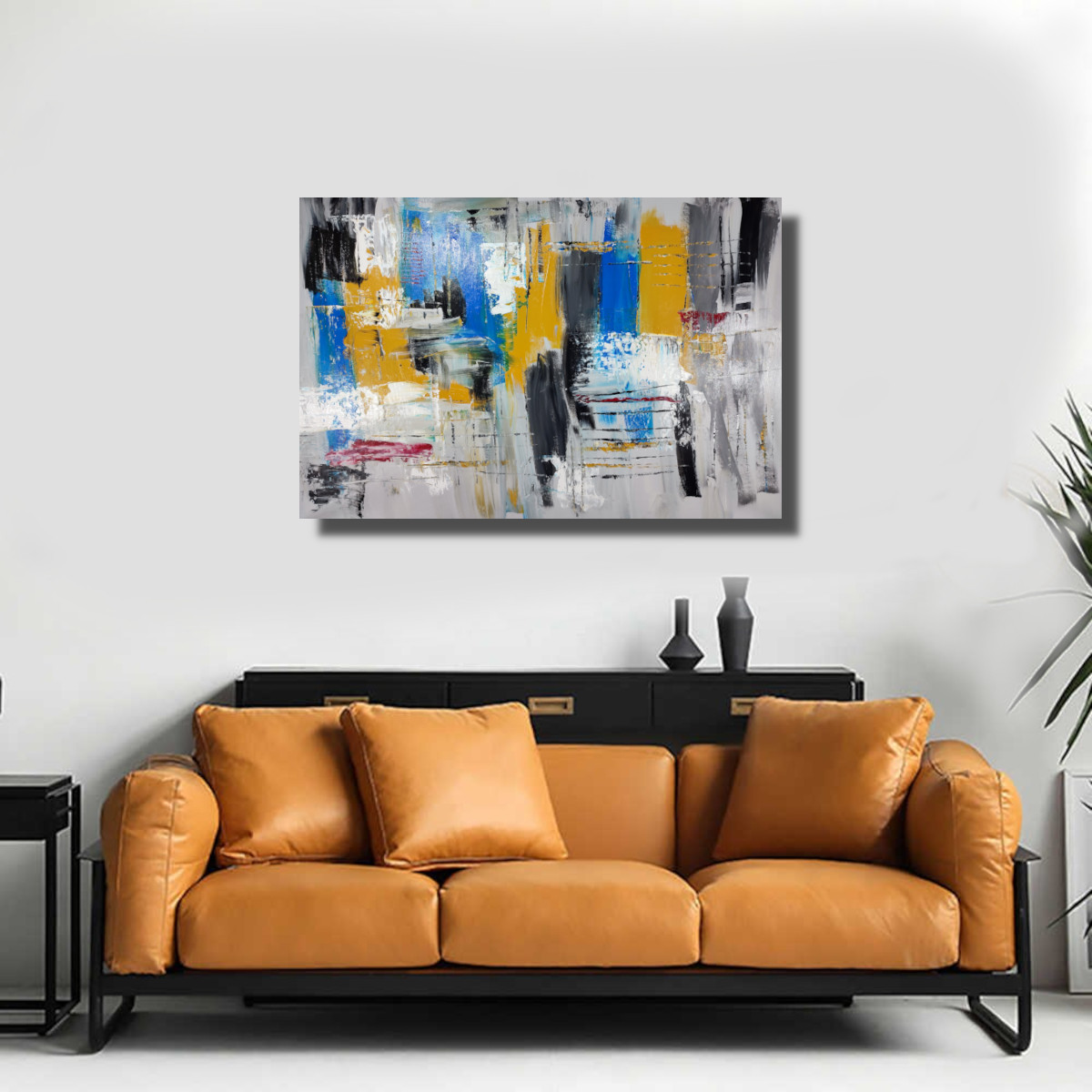 quadro astratto fatto a mano c697 - quadri moderni per soggiorno