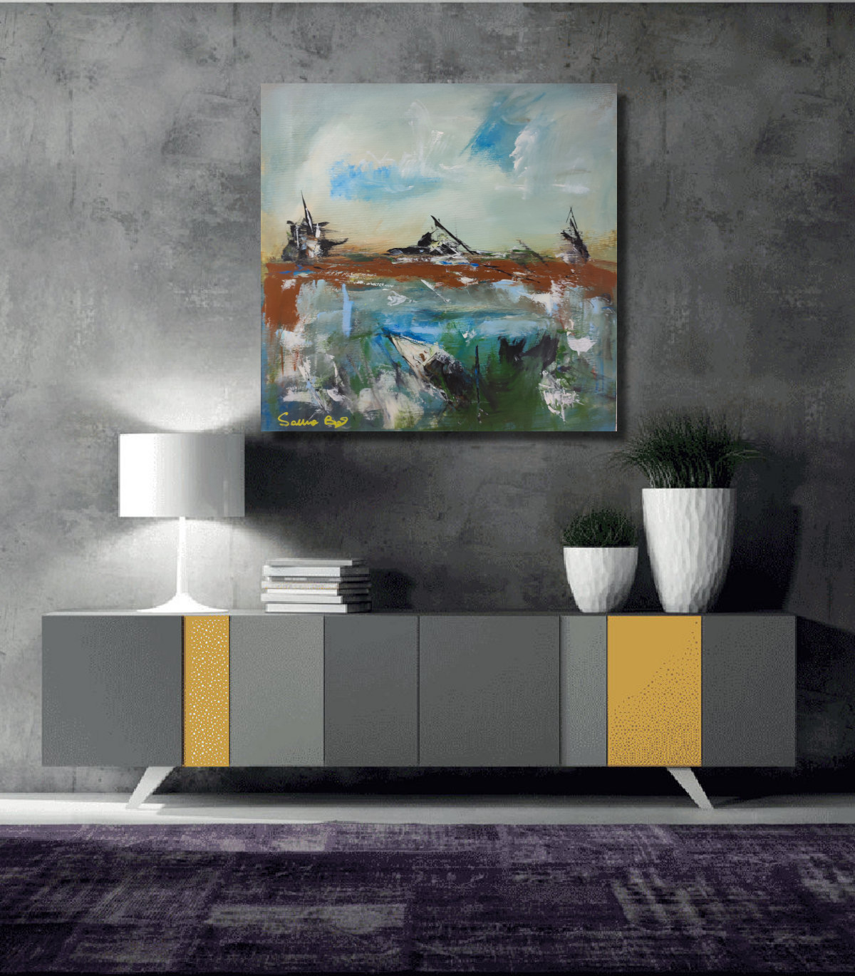 quadro su tela paesaggio moderno c704 - quadri astratti moderni xxl