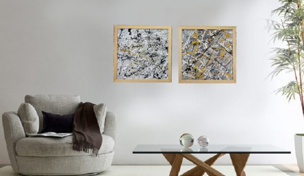 quadro per soggiorno 2 tele 50x50 con cornice - immagine 5