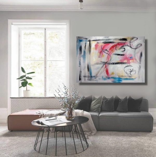 quadro per soggiorno astratto fatto a mano-c727 - immagine 4