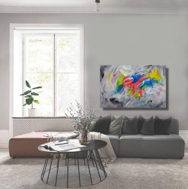 quadro per soggiorno astratto fatto a mano-c734 - immagine 4