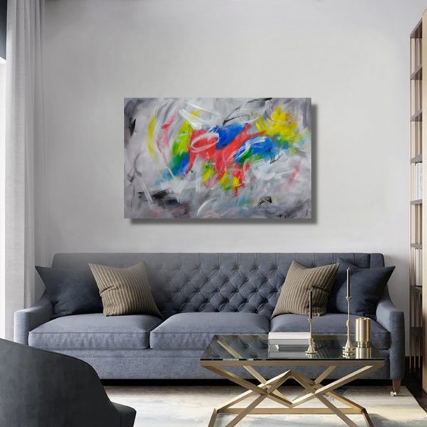 quadro per soggiorno astratto fatto a mano-c734 - immagine 3