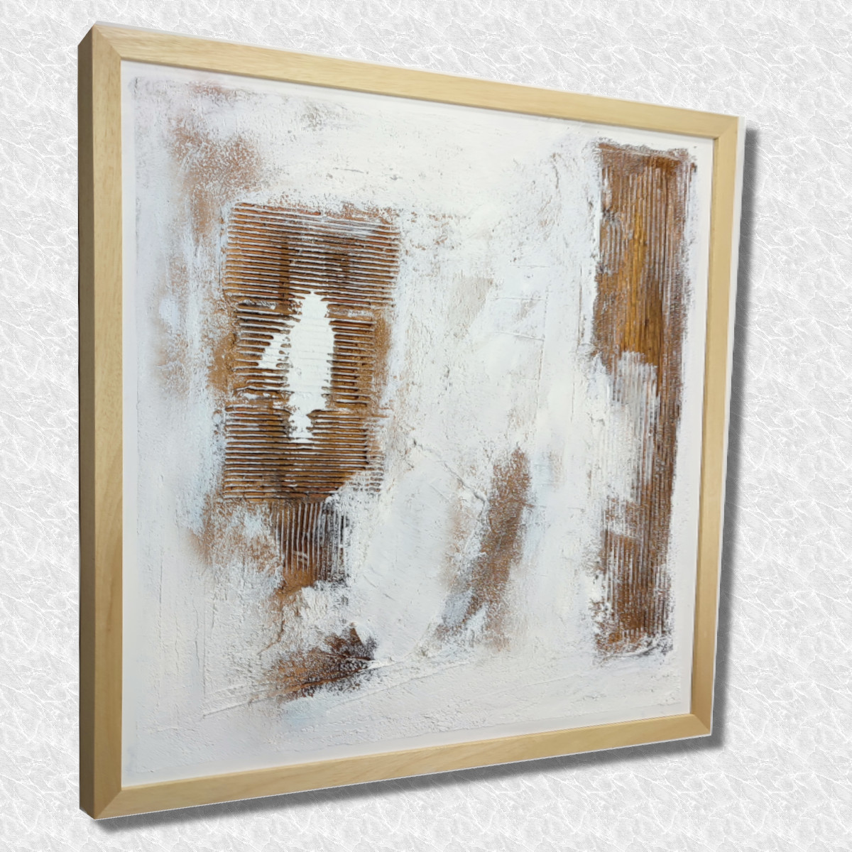 Quadro astratto 137x77 dipinto cornice bianca per soggiorno - 7BF9