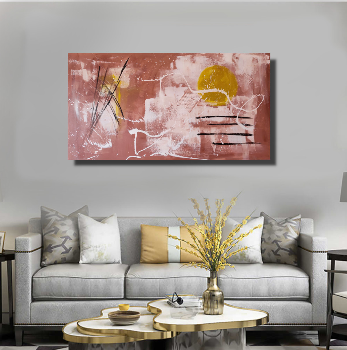 quadri astratti moderni c813 - large painting for living room 200x100