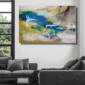 quadri dipinti a mano astratti c816 300x300 - abstract painting for living room with gold frame 120x70
