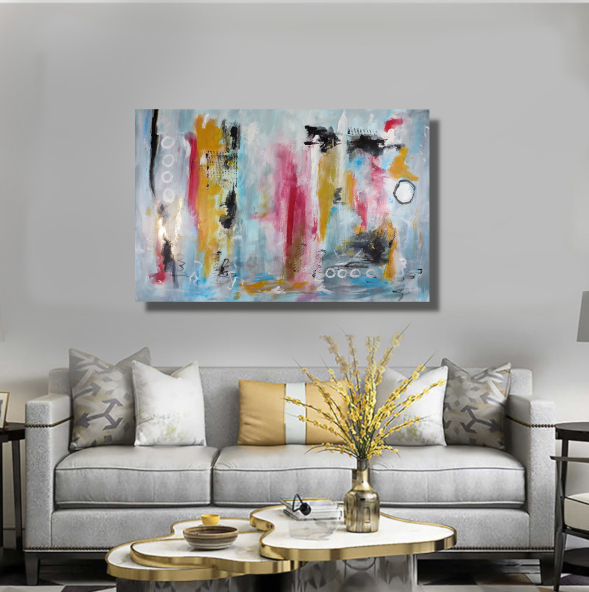 quadro per soggiorno astratto c820 - dipinto astratto-su-tela-100x100