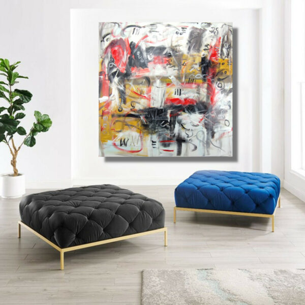 dipinti  astratti grandi dimensioni su tela 120x120-c845 - immagine 3