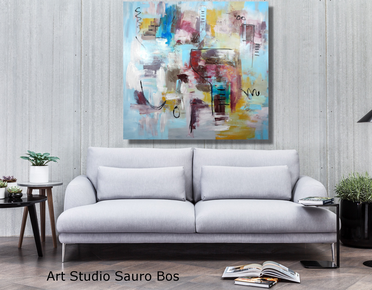 quadro astratto quadrato c846 - dipinto 120x70 astratto per soggiorno con cornice oro