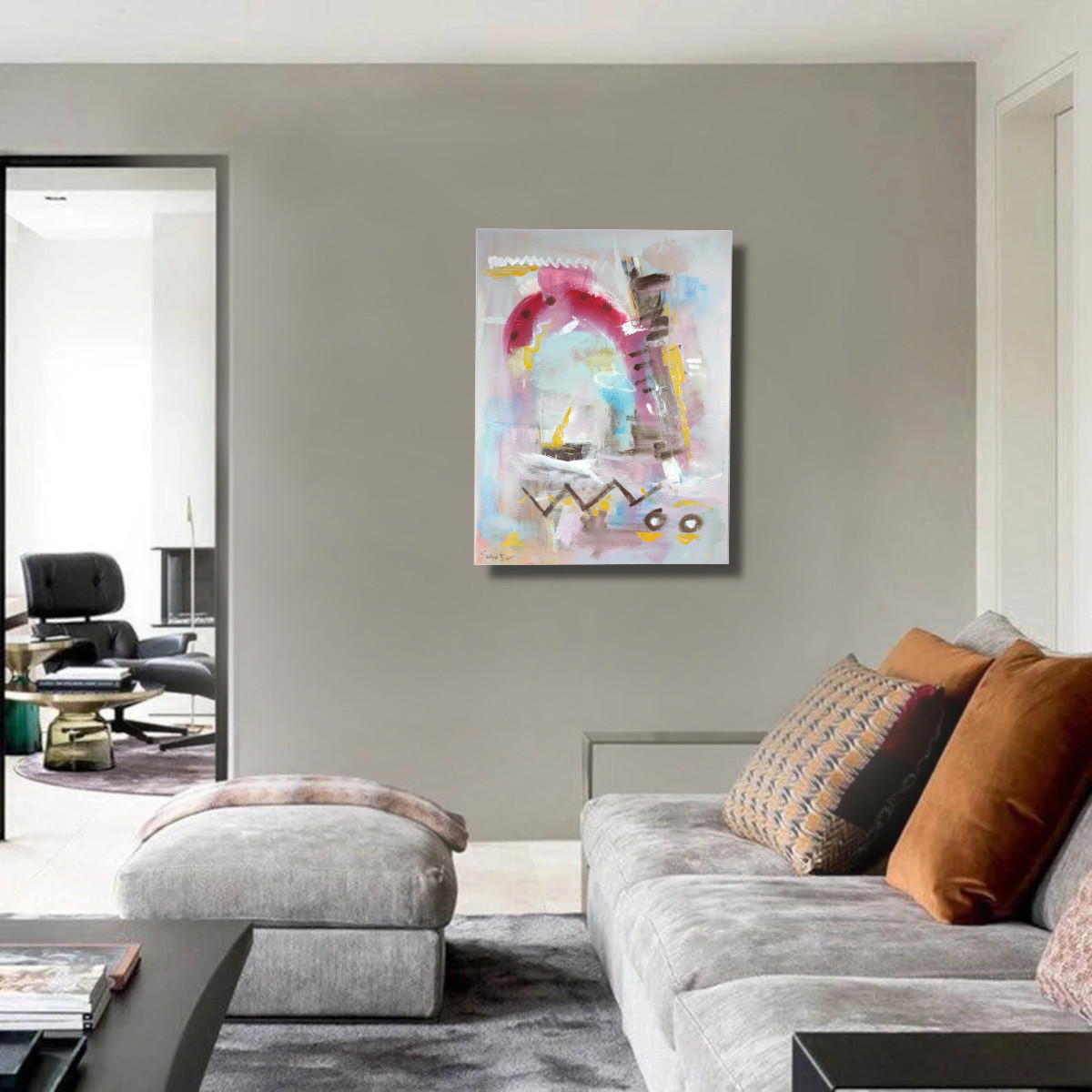 Rtriel - Set Di 3 Stampe Su Tela Astratte Romantiche - Quadri Moderni Per Soggiorno E Camera Da Letto, Dimensioni 30x40 Cm, Colori Rosso E Grigio