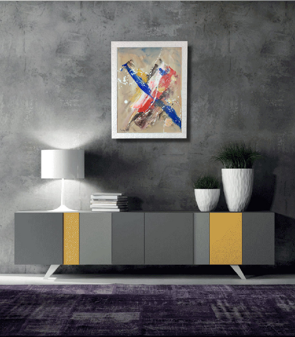 interior grigio za084 - quadri moderni per arredamento