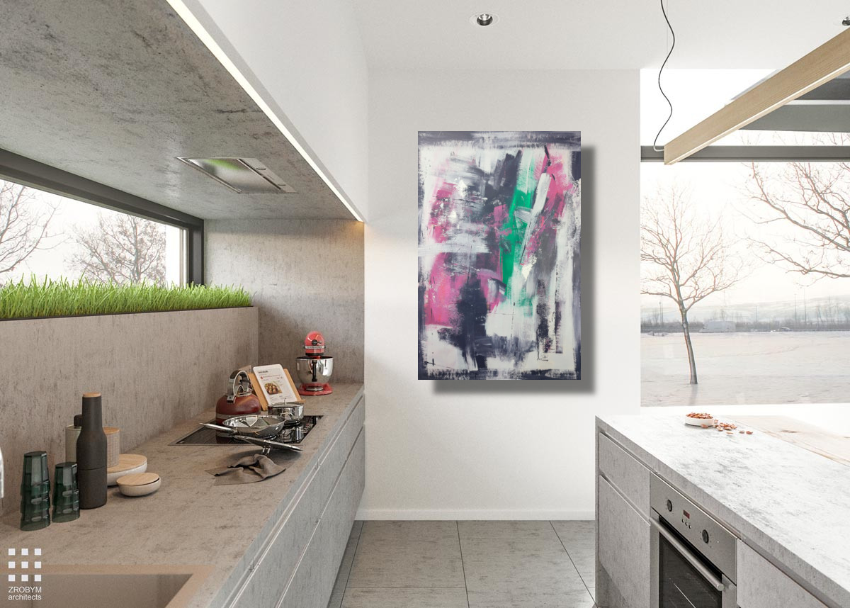 quadro astratto verticale c864 - quadri moderni per salotto